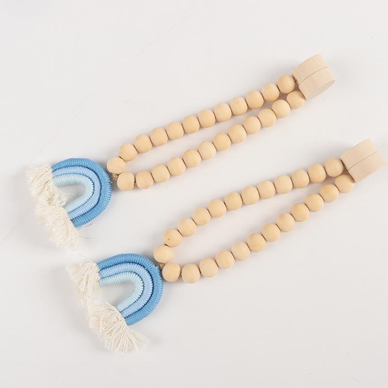 

2 шт. Магнитные подхваты для штор в форме радуги в стиле бохо с бусинами из натурального дерева для домашнего декора