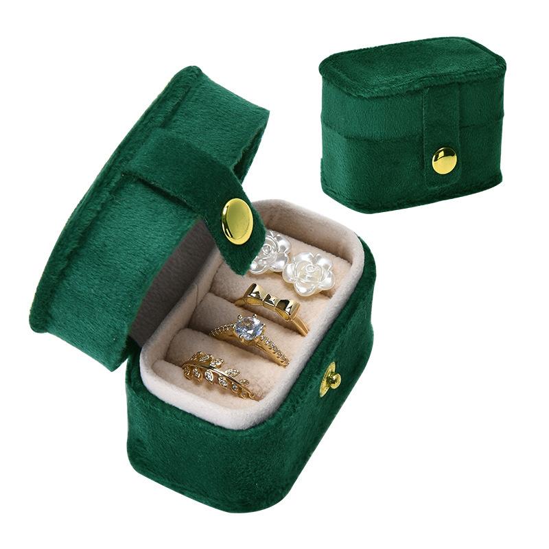 Portable Jewelry Box Pu Mini Ring Box Earring Storage Jewelry Box Snap Button