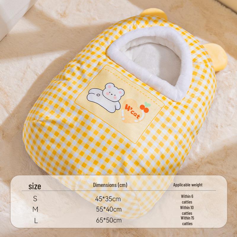 Przytulny śpiwór i łóżko dla kota: Ciepłe, zamknięte gniazdo zapewniające komfort zimą