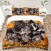 Halloween Horror Poster Bedding Set  Comforter Cover Gift for Bedroom,Includes 1 Cover and 2 Pillowcases, No InsertB354