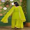 Vibrant Lime Green Embroidered Sharara Suit Set