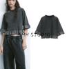 Spring and Summer New Arrival Women's Clothing Round Neck Shirt with Half Sleeve Cotton Loose Laminated Decoration Patchwork T-shirt 0085301