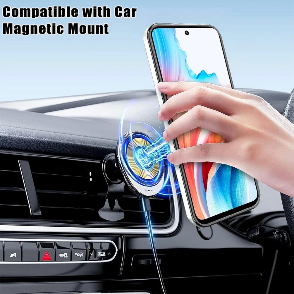 Plating Ring Magnetic Support Transparent Magsafe Phone Case For OPPO A79 A57 A77 A77S A17 A17K A53 A53S 4G 5G Seismic Case