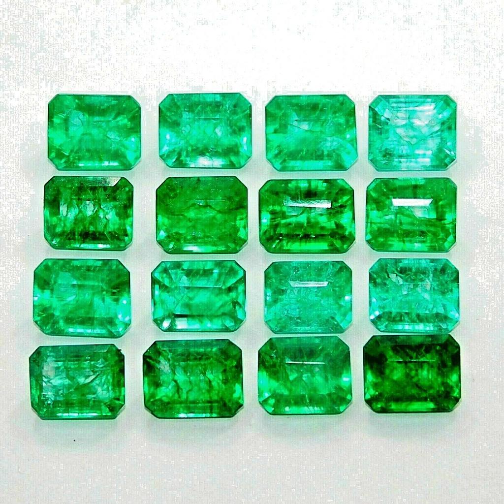 CERTIFIED Green Emerald Cut 6 PCS 60 Carat Natural Emerald Lot Loose Gemstone MQ-94
