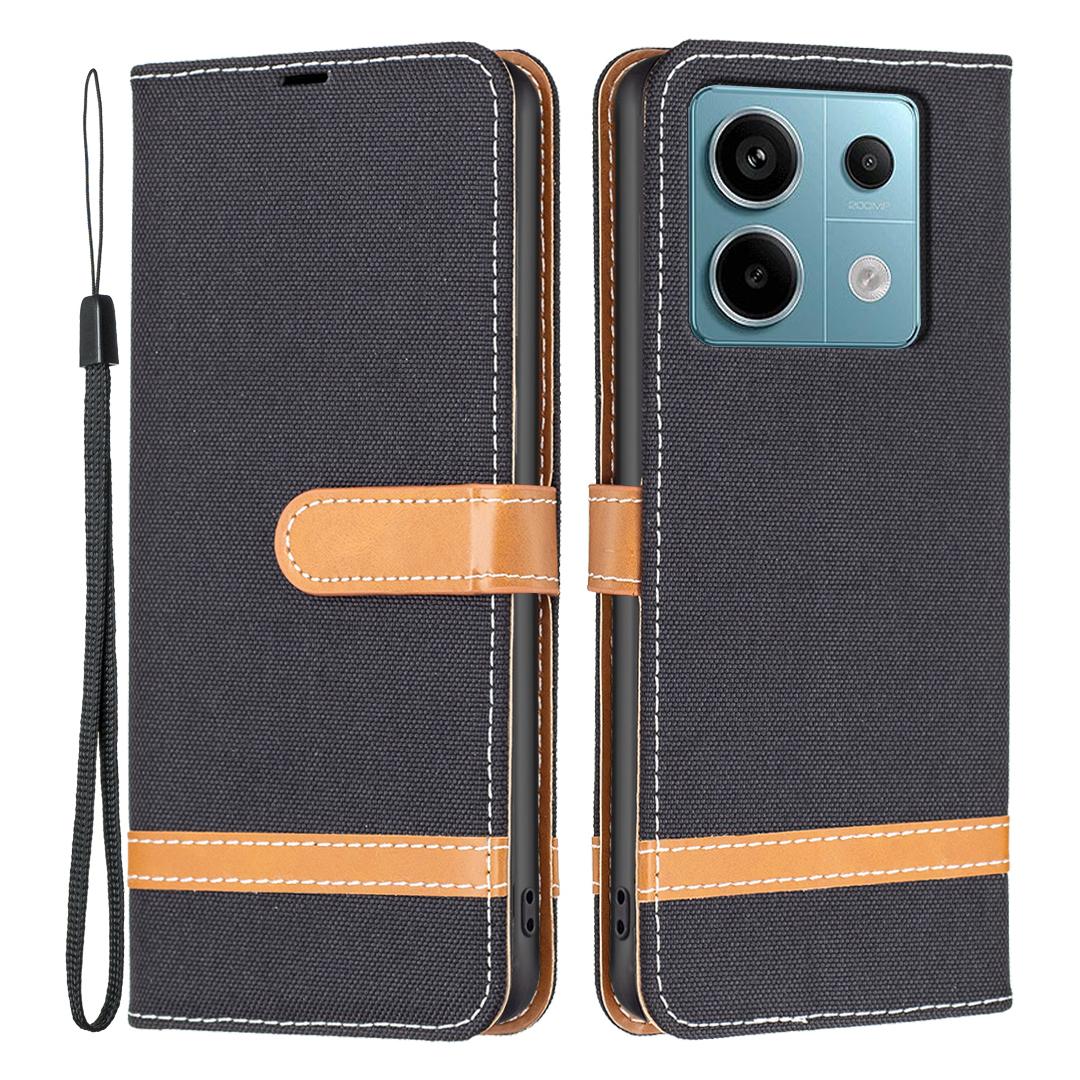 

For Xiaomi Redmi Note 13 Pro 4G/Poco M6 Pro 4G Leather Wallet Case Jeans Cloth Texture Protective Cover H