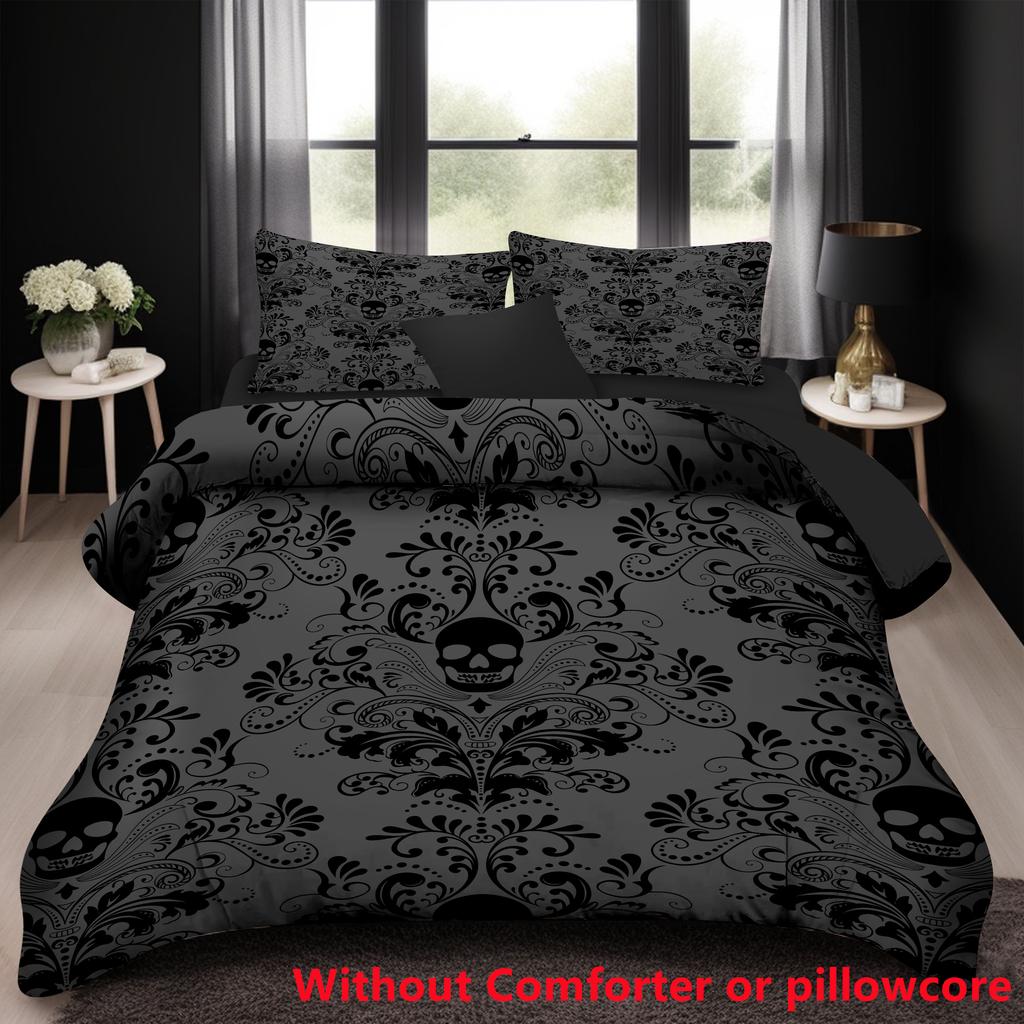 Skull Figure 3D Printed Quilt Cover Set No Filling Black Gothic Vintage Bedding Cover Pillowcase Home Textiles Duvet Cover Sets
