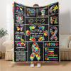 Autism Awareness Quotes Gift Blanket Ultra-Soft for Sofa Couch Office Bed Picnics Four Seasons Universal Digital Print Ideal Picnic Accessory Y47