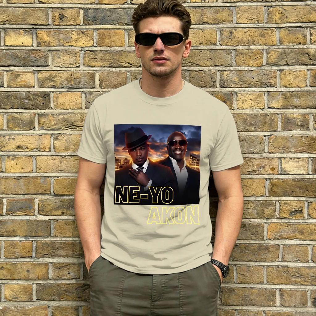Funny Ne Yo Akon 2026 TShirts Unisex Crewneck Pure Cotton T Shirt Night Like This Tour Short Sleeve Tees Plus Size Tops