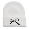 Bow Embroidered Flower Knitted Hat Versatile Wool Hat Outdoor Riding Pullover Hat