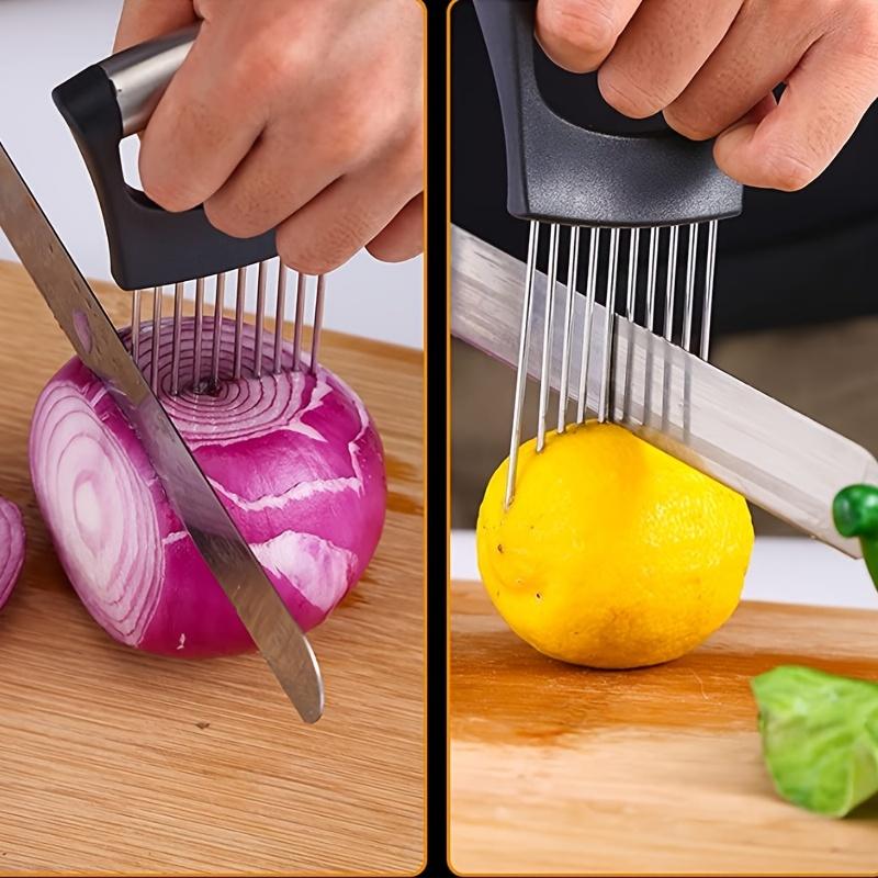 Stainless Steel Onion & Lemon Slicer - Manual, Hand-Safe Fruit Cutter for Kitchen and Restaurant Use