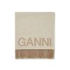 Ganni A3909 135 Intarsia Logo Fringe Muffler