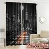 Set Of 2 Minimalist Flat Printing Curtains Without Rod Moonlit Skyline Popular Prints Curtain Semi Sheer Made Polyester