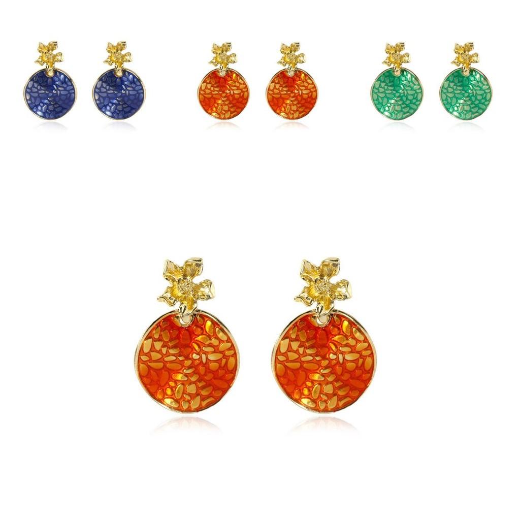 Elegant Alloy Floral Stud Earrings Assorted Colors Summer 2021 Fashion