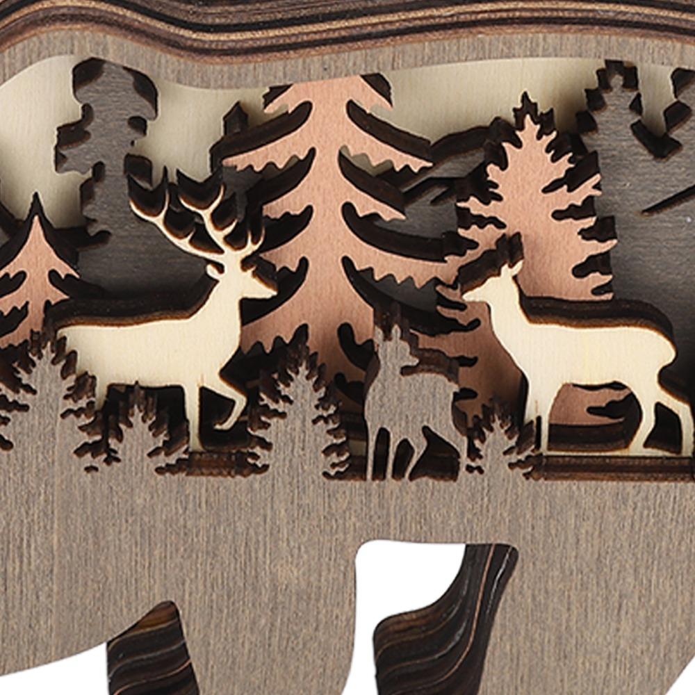 with Light Forest Animal Wood Crafts 3D Luminous Wooden Animal Ornament Wood Animal Craft Home