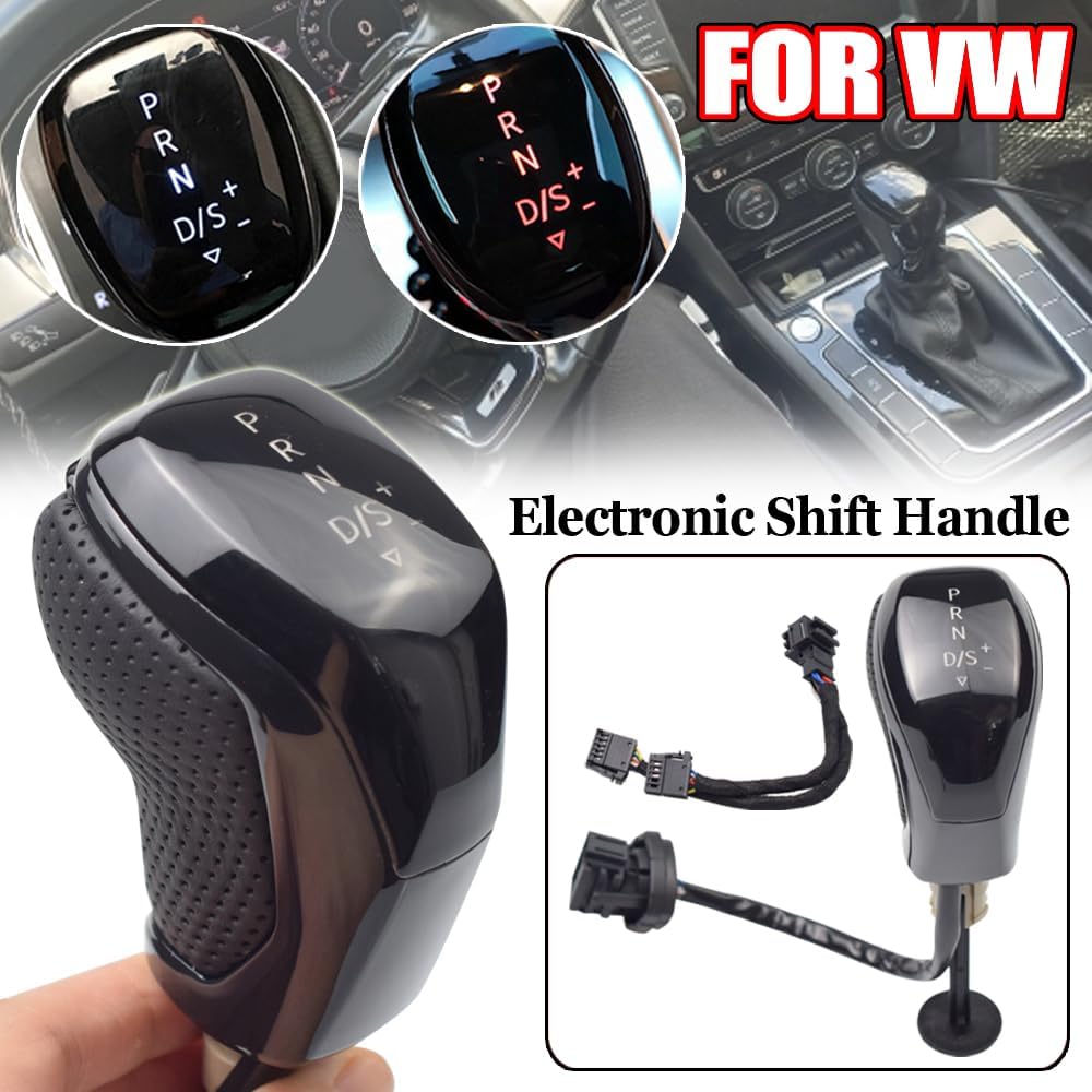 LHD Automatic LED Electronic Shift Knob Black with Holes for Volk-s-wagen Golf 7 Passat B8 Tiguan MK2 Jetta MK5 MK6 Seat (Red-with Holes)