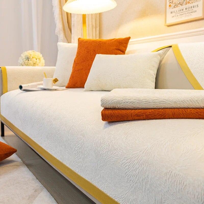 Chenille Sofa Covers Anti-slip Fengwei Phnom Penh Four Season Couch Towel Seat Cushion for Living Room Sectional Sofa Slipcovers