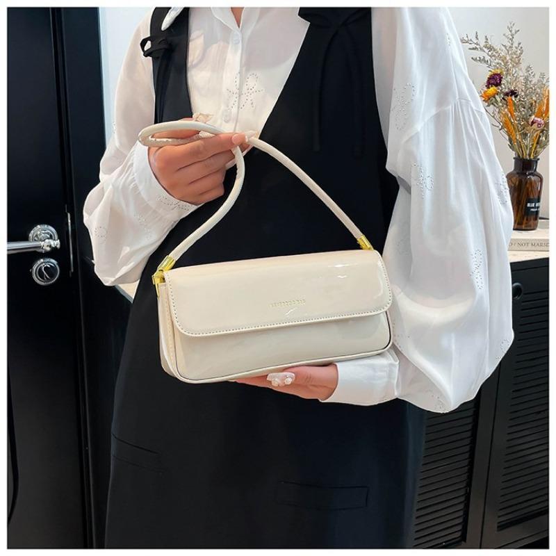 Patent Leather Glossy Small Square Bag Women's Summer New Niche Design Underarm Bag Simple Texture Messenger Bag