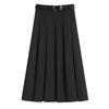 Elegant High-Waisted A-Line Pleated Skirt - Mid-Length, Slimming, Fashionable Niche Design