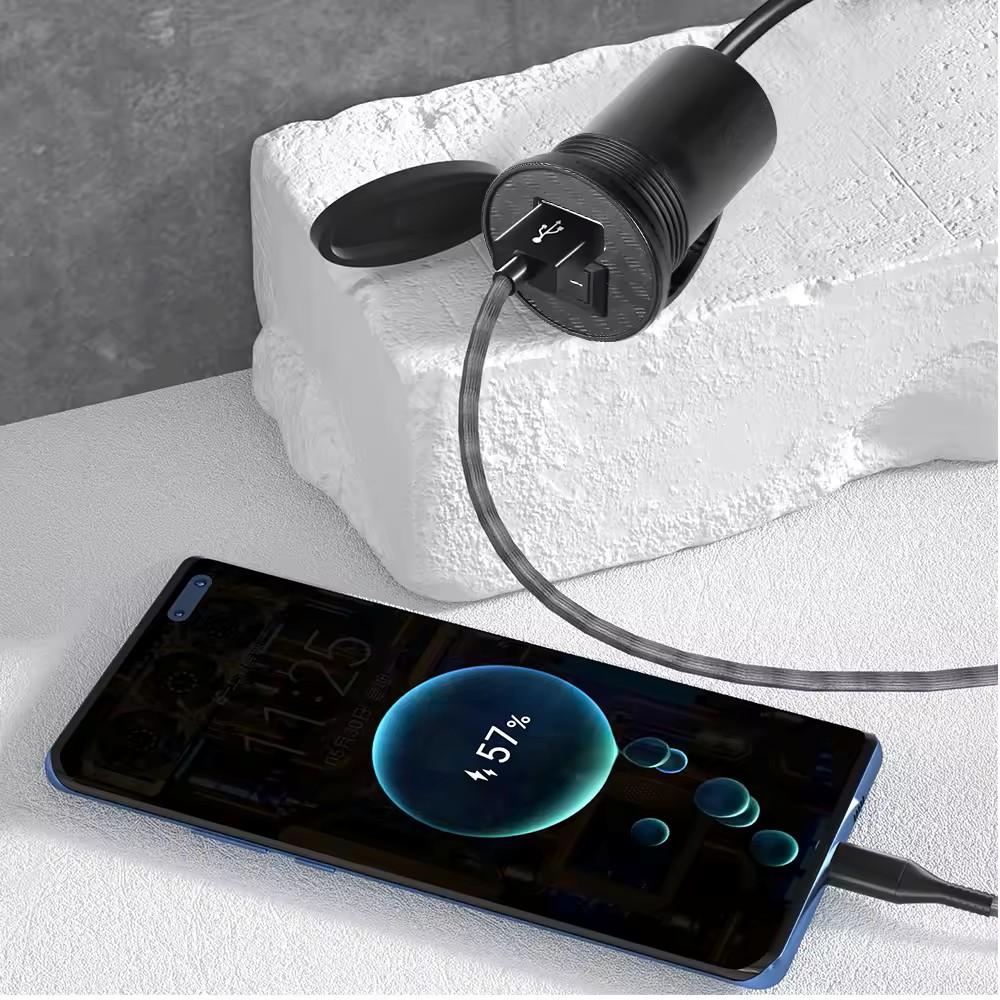 Motorcycle Handlebar Charger Waterproof Usb Adapter 12V-24V USB Port Mobile Phone Charger with Light Switch Moto Accessories