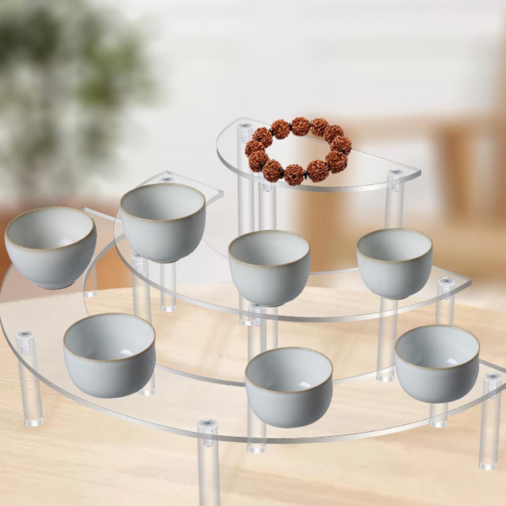 3 Tiers Acrylic Display Risers Storage Stand for Perfume Cupcake Figures and Desserts Home Decoration Organizer
