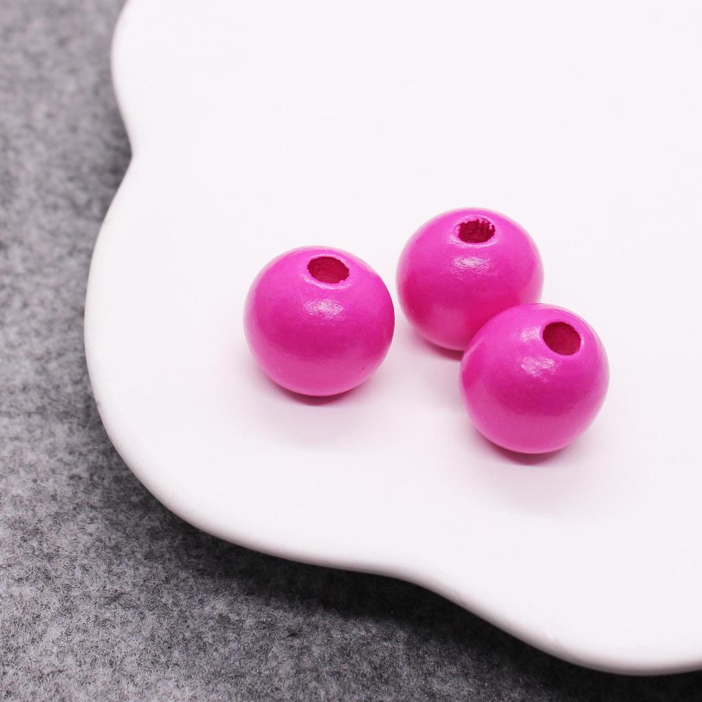 Children's Solid Color 16mm Wooden Beads - Colorful Round Beads for DIY Jewelry