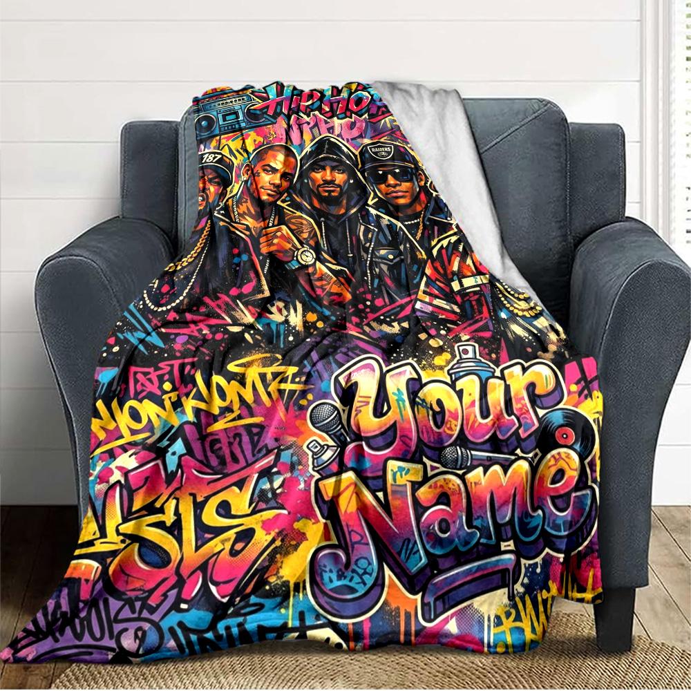 Name Custom Rappers Print Flannel Blanket High Quality Warm Comfortable Cover for All Seasons Perfect for Gifts Home Decor