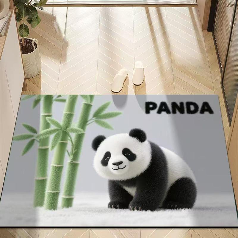 Cute Panda Diatomite Bath Mat - Super Absorbent Fast Dry Door Mat Anti-Slip Waterproof Floor Mat for Bathroom Kitchen Laundry Room