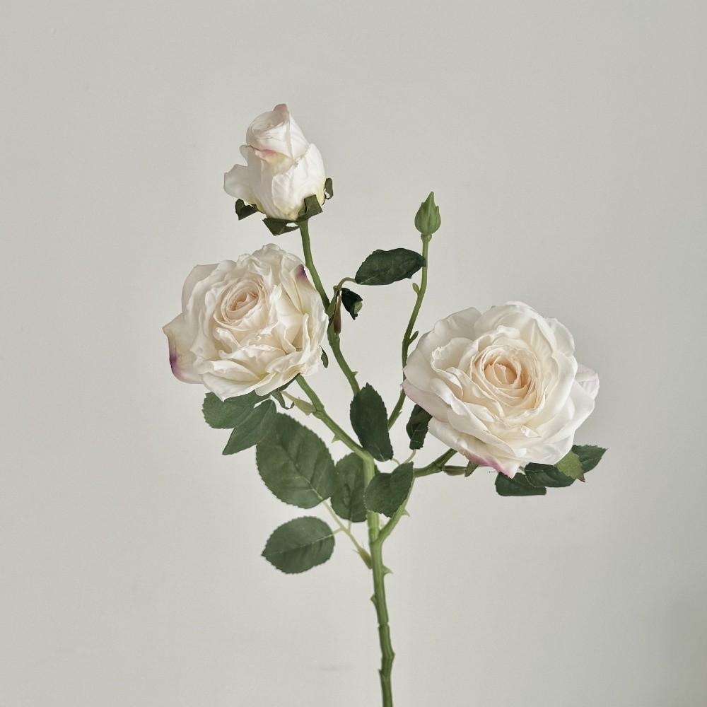 Burnt Edge Rose Artificial Rose Branch 3 Heads Fake Bouquet New Fake Peony  Wedding