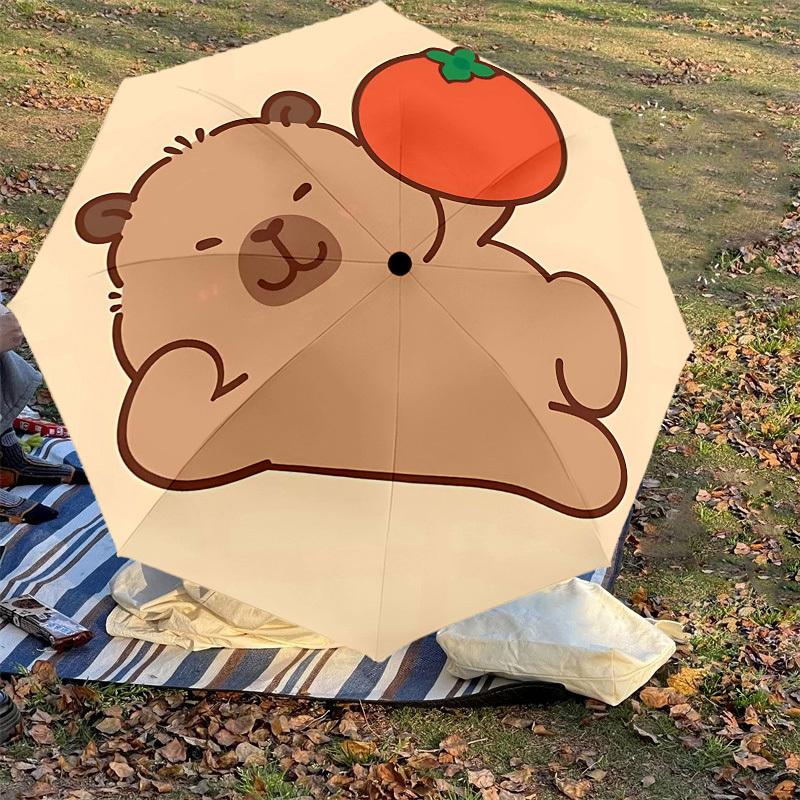 1 Stück Bär Tomate Regenschirm - 8 Speichen verstärkt, Automatisches Öffnen, Leicht & Langlebig, Niedliches Modeaccessoire für Draußen - Y0354