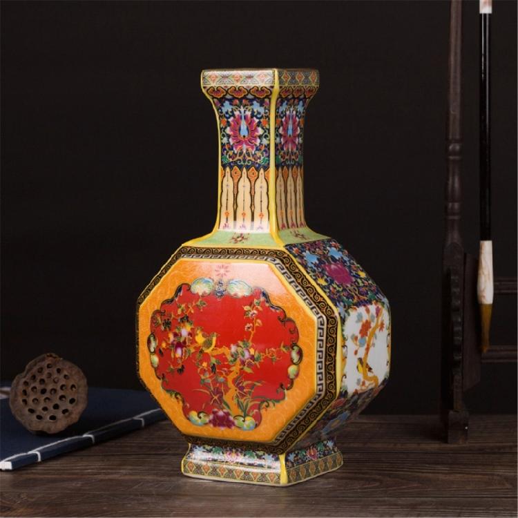 Elegant Chinese Ceramic Craft with Enamel Detailing Desk Ornament for Home Decoration and Gift Giving