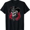 Goth Design Western Skeleton, Roses and Cowboy T-Shirt
