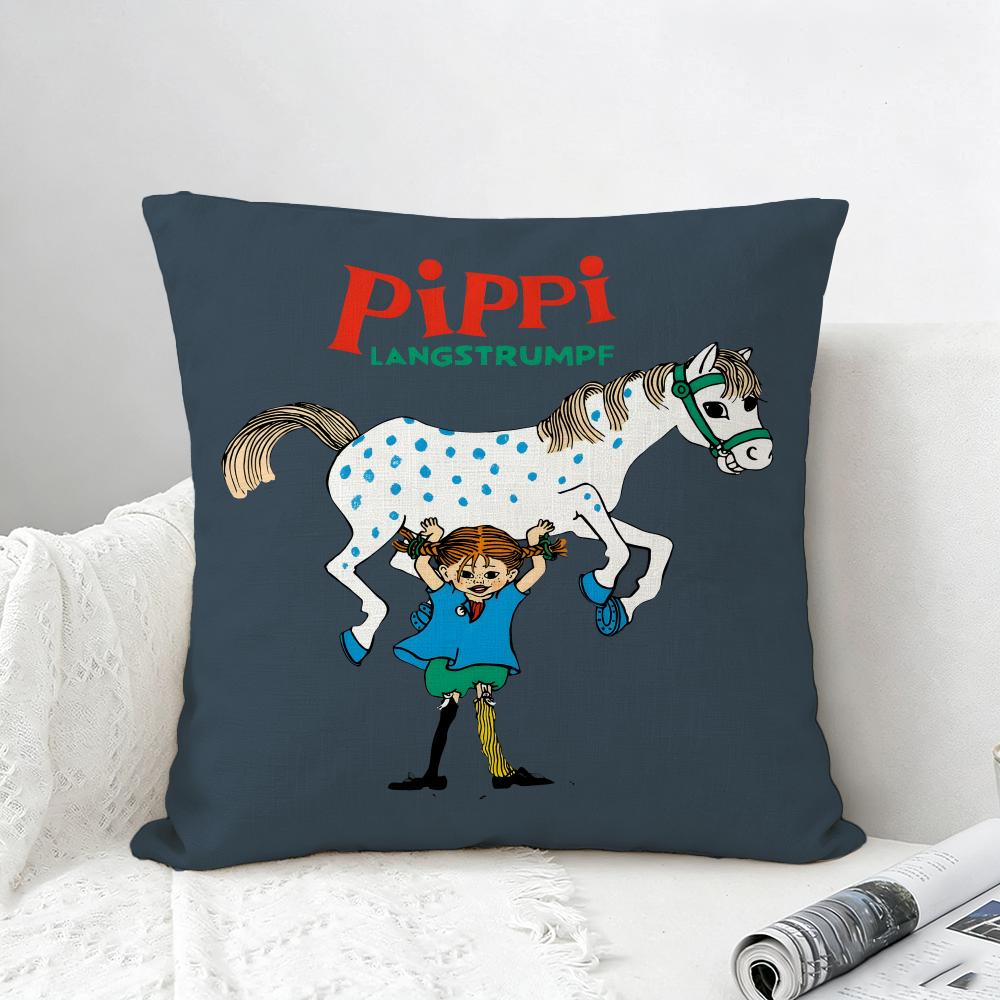 Book Pippi Longstocking Cushion Cover Natural Linen Pillowcase Set AllinOne Decor for Sofa Bedroom Chair
