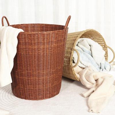 Elegant Rattan Woven Laundry and Toy Hamper - Light Luxury Storage Basket