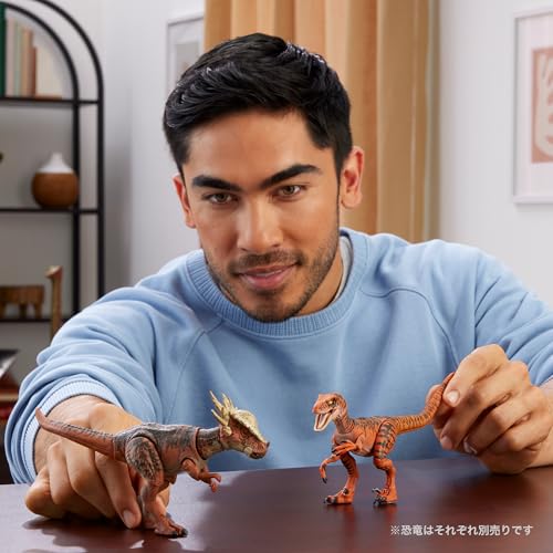 Mattel JURASSIC WORLD Hammond Collection Velociraptor Tiger Children's Figure Dinosaur Toy Moving Large Total Length: Approx. 19.8cm Ages 8 and Up