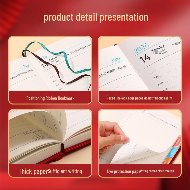 2026 Agenda Efficiency Planner: New Model Manual Binding, Ribbon Souvenir, Stationery Schedule Book for Efficient Office Use