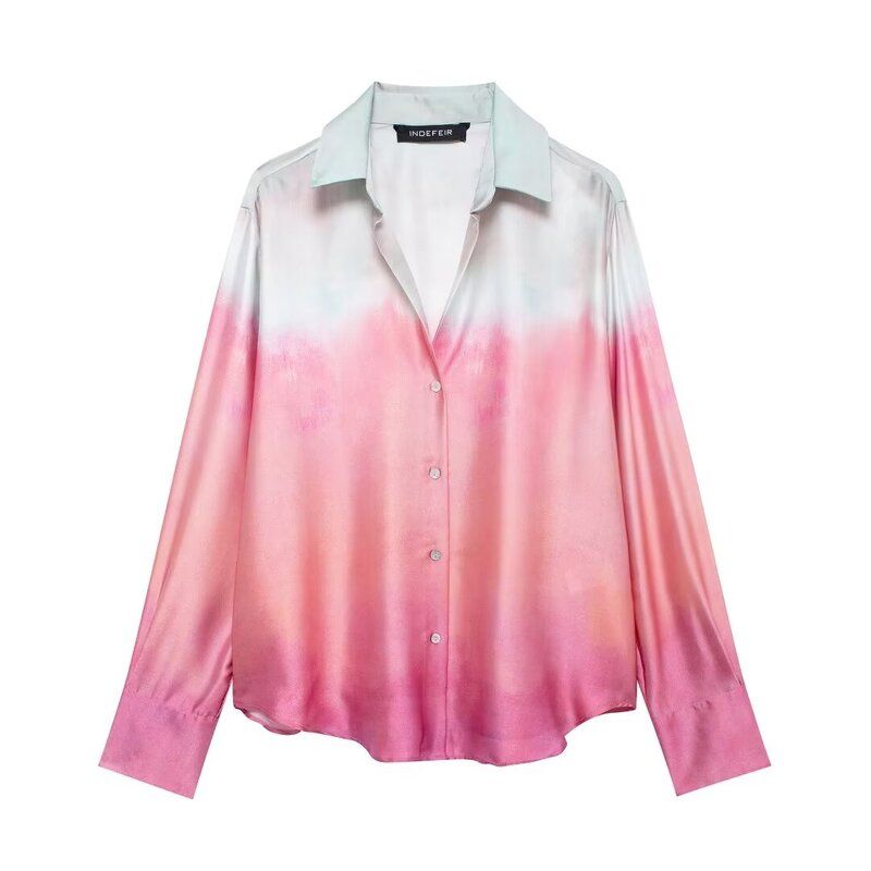 

Fashion Style 2024 Autumn New Women s Clothing Temperament Wild Tie-Dyed Print Shirt High Waist Pants 8339211 Pink Shirt XS