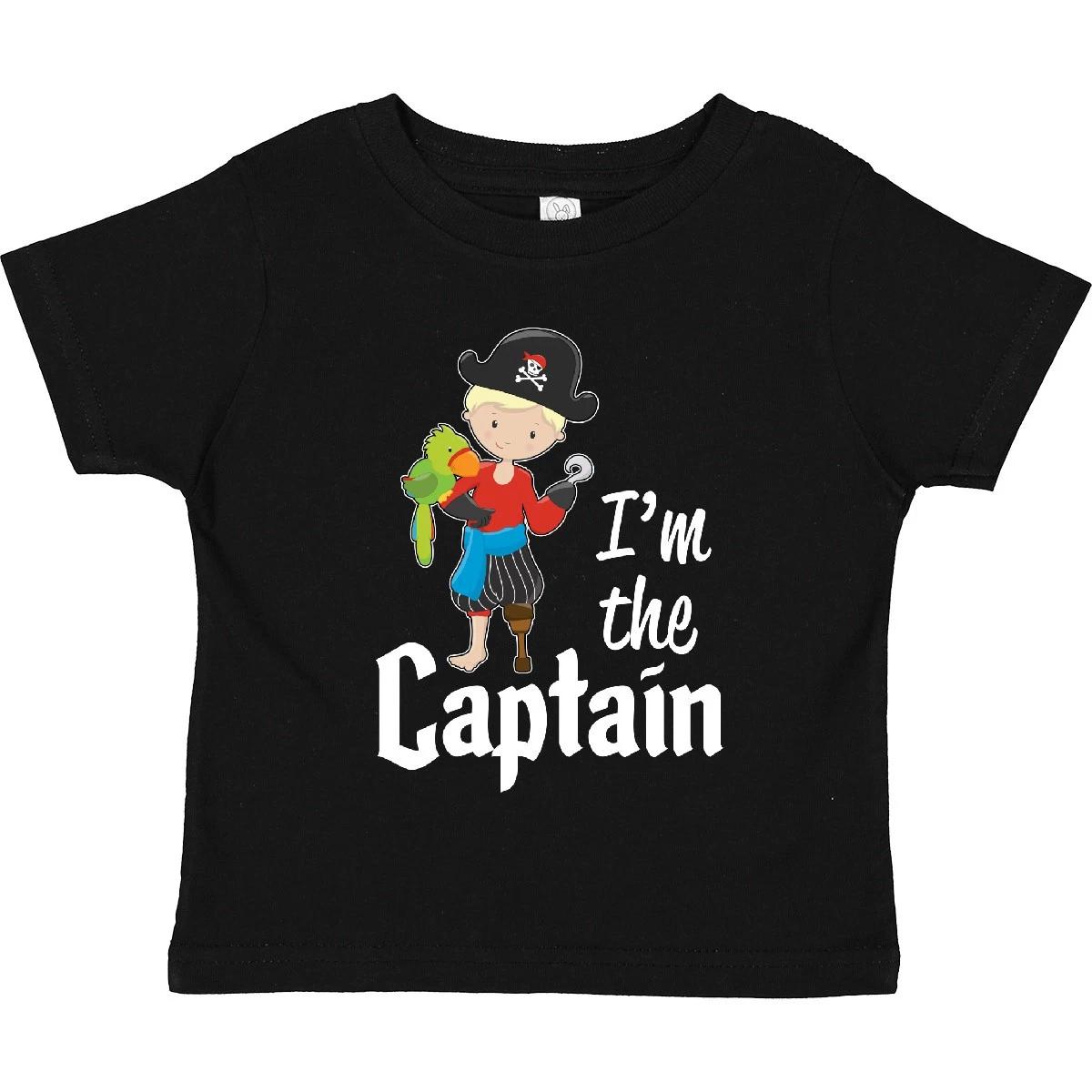Inktastic I m The Captain- Pirate Boy Toddler kids boys T-Shirt Pirates Charge Parrot Hat 100