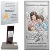 Silver Colored Picture with Angels Souvenir of Holy Baptism 6655 5 X 10 Cm