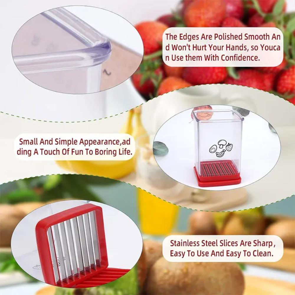 Fruit Slicer Cup Strawberry Slicer Stainless Steel Vegetable Fruit Slicer Portable Household Salad Slicing Tool Kitchen Gadget