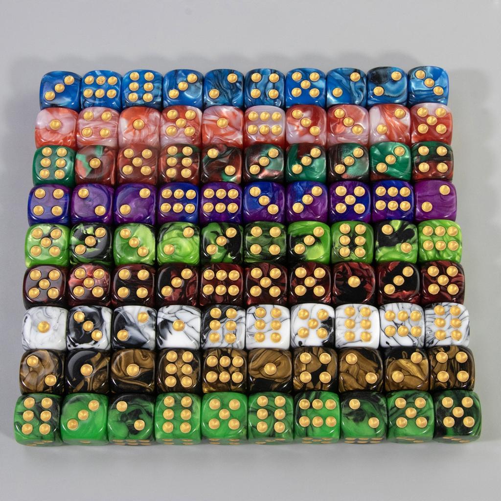 16mm Rounded Corner Dice 10pcs Mixing Colors Game Dice for Table Game Math Teching