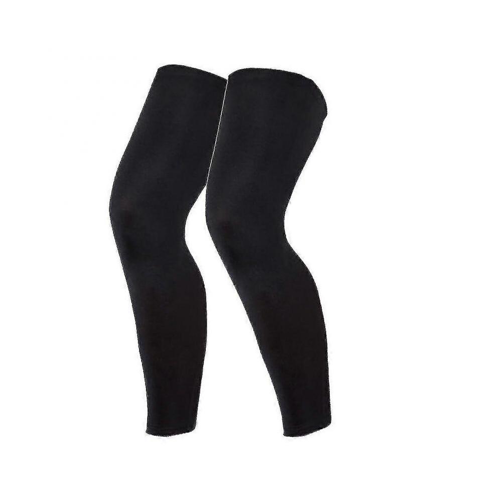 1 Pair Compression Leg Sleeves Outdoor Basketball Full Length Leg Sleeves for Men, Women, Youth (black)