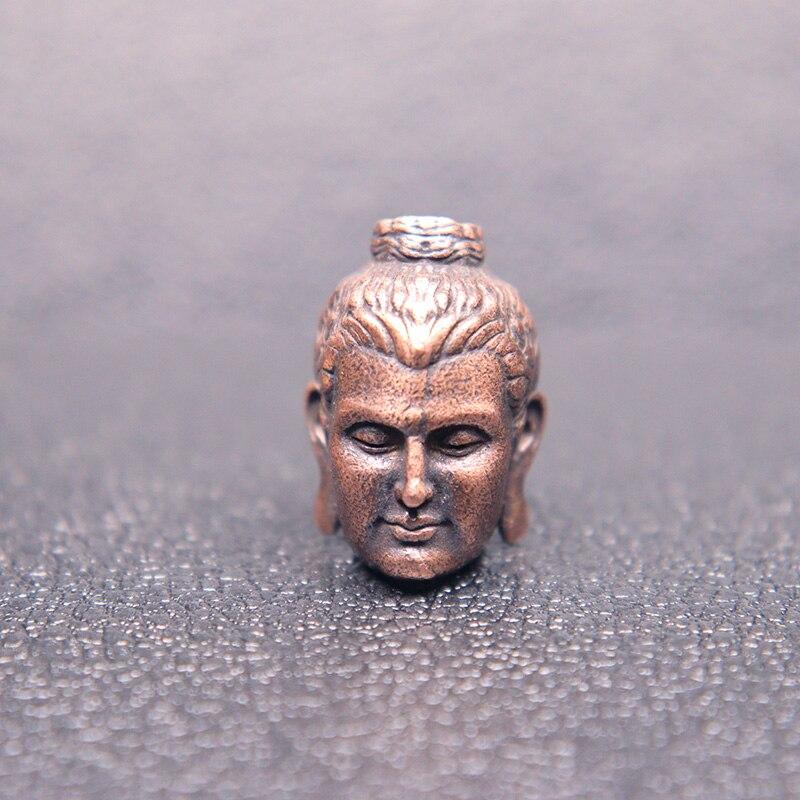 Shakyamuni Buddha Head Brass Lanyard Pendants Buddhism Paracord Beads Charms EDC DIY Umbrella Rope Bracelets Accessories Jewelry