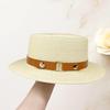 2025 Women's French Flat-Top Straw Hat for Large Heads, Wide Brim, Perfect for Beach Holidays and Sun Protection, Plus Size Woven Design.