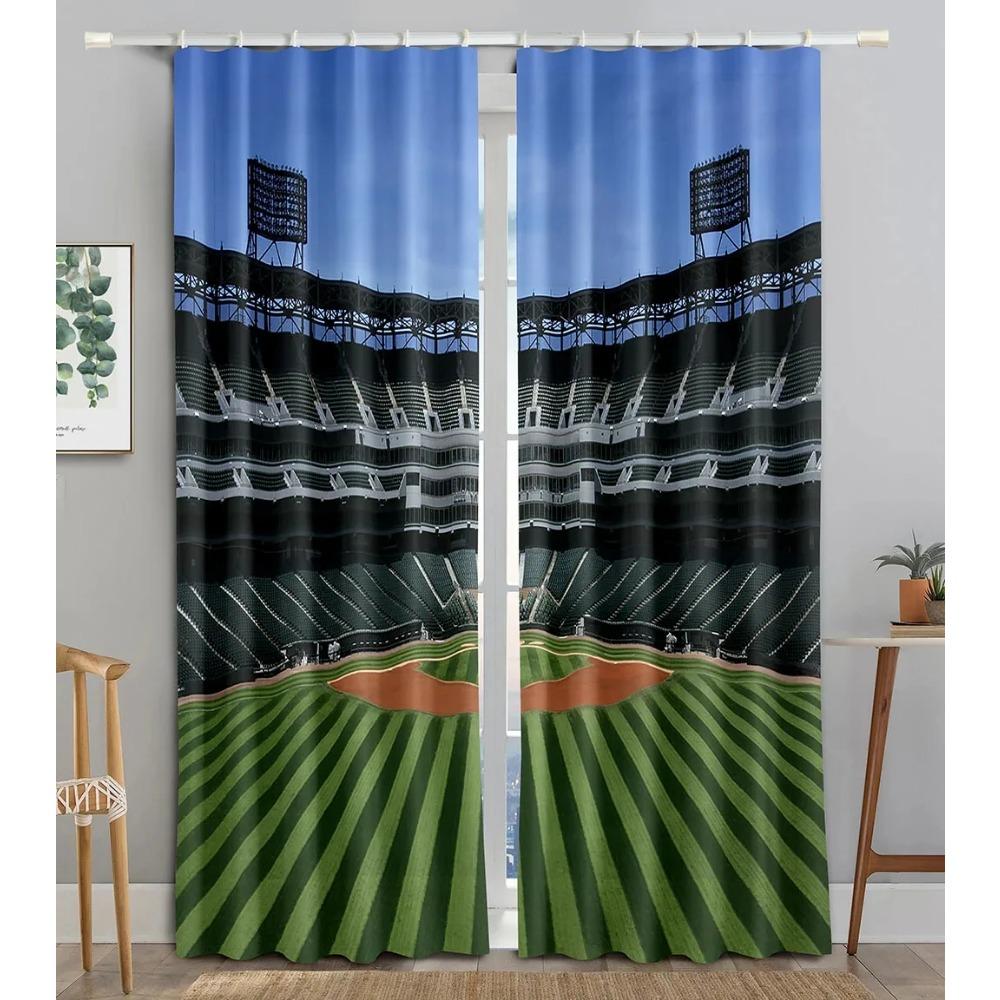 American Football Stadium Arena Night Spotlights Sky Bedroom Window Shade Curtains for Boys Men Teens Printed Living Room Drapes