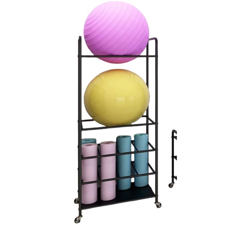 Yoga Ball and Mat Storage Rack with Wheels