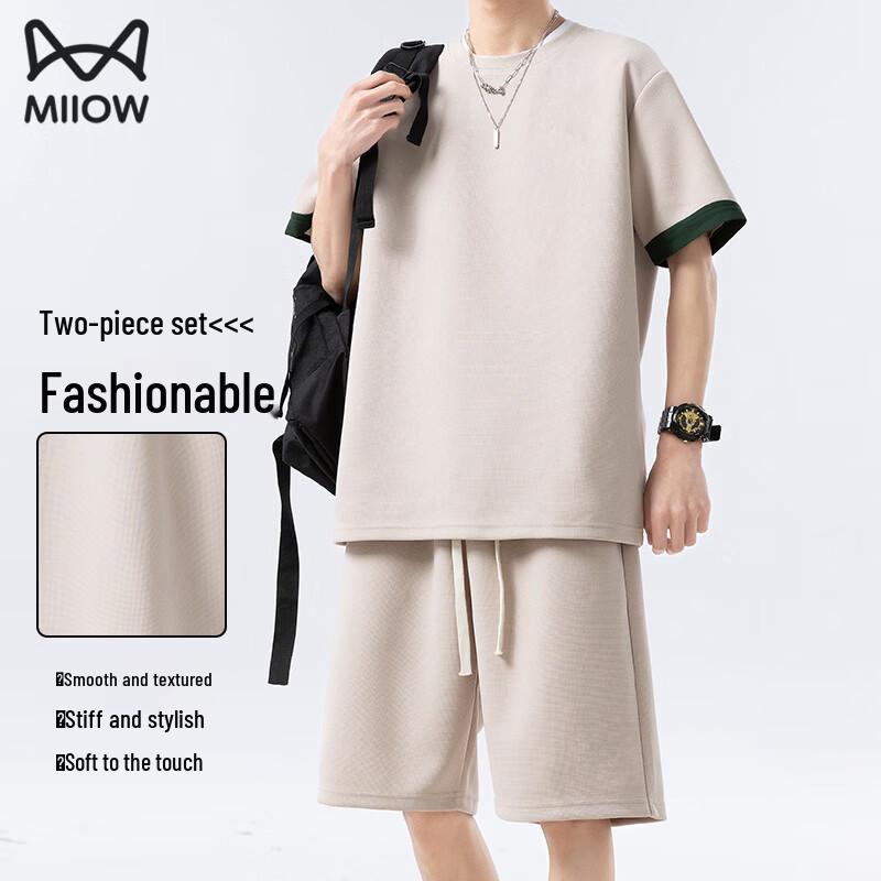 MiiOW Men s Casual Short Sleeve Shorts Set 2XL