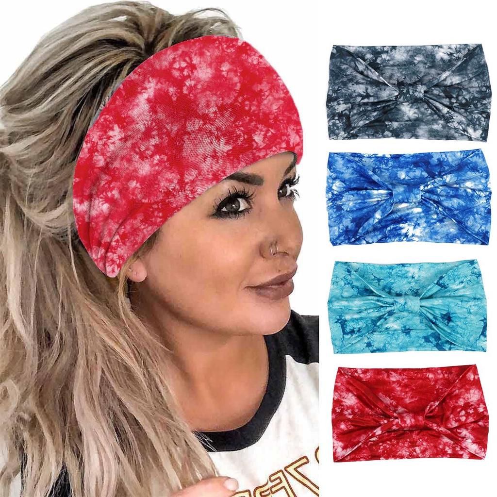 Bohemian Paisley Tie-Dye Wide Knot Headband for Women