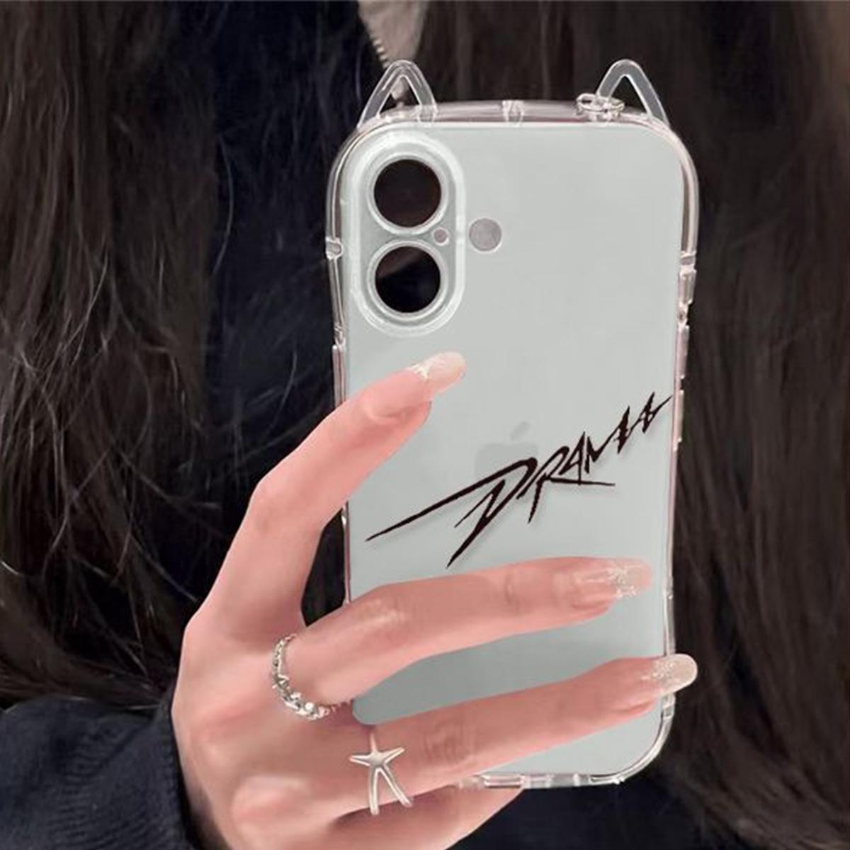 

Cat Ears Transparent Frameless for Apple 13promax Mobile Phone New Case for Apple Mobile Phone Case with Chain Caseti For iphone 17PROMAX
