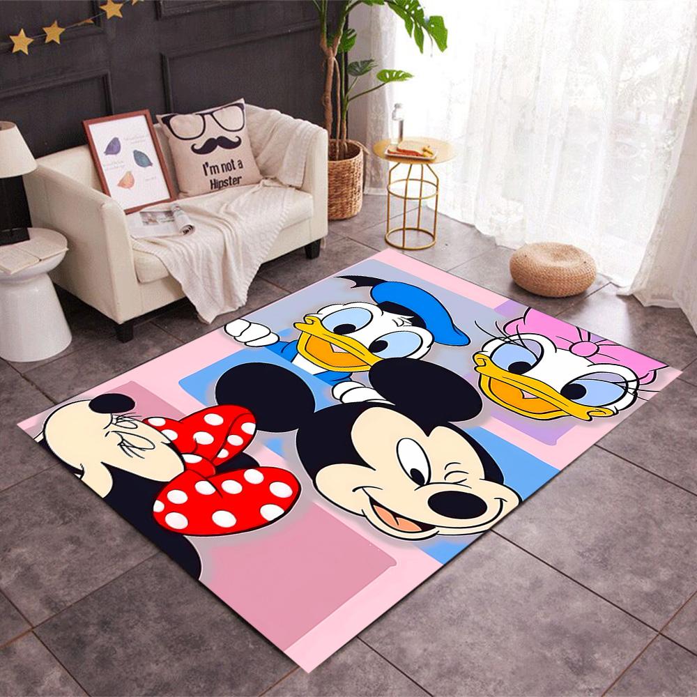 Classic Disney Characters Disney Cartoon Theme Anti-Slip Rug - Polyester, Home Decor, Suitable for Bedrooms, Living Rooms, Doorways, and Studios