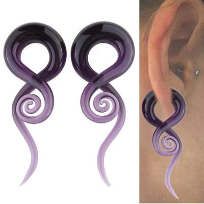 Women Snail Spiral Glass Hook Taper Ear Plug Earring Expander Stretcher Nice Piercing